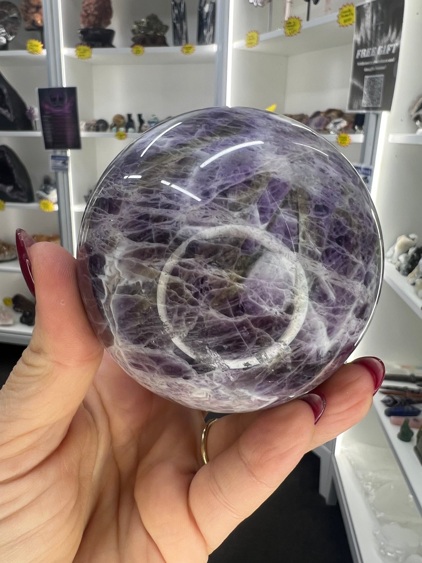 Chevron / Dream Amethyst Sphere with Stand