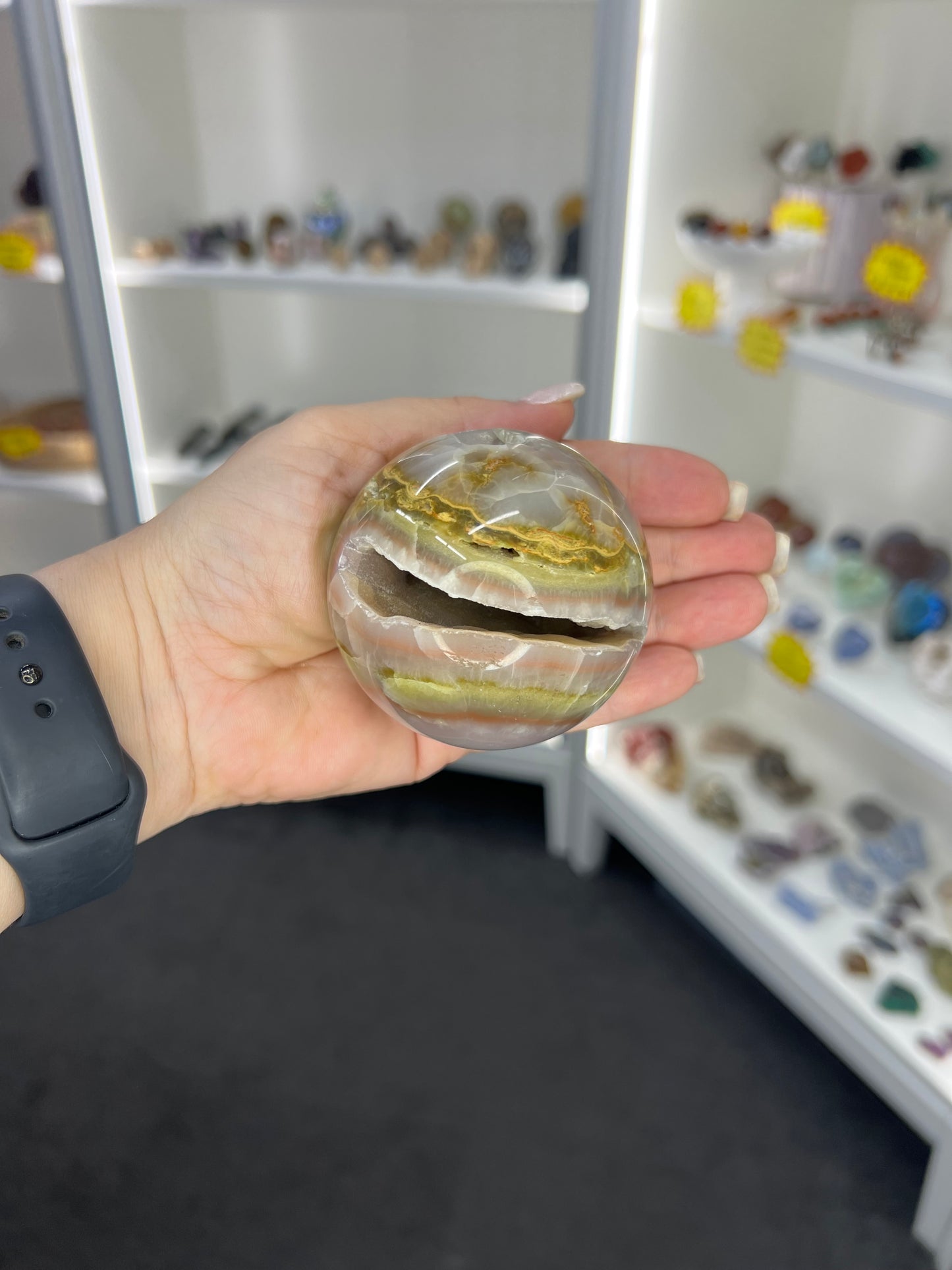 Geode Agate Sphere with Stand