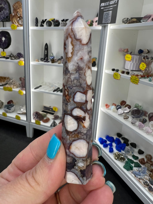 Blue Flower Agate Tower
