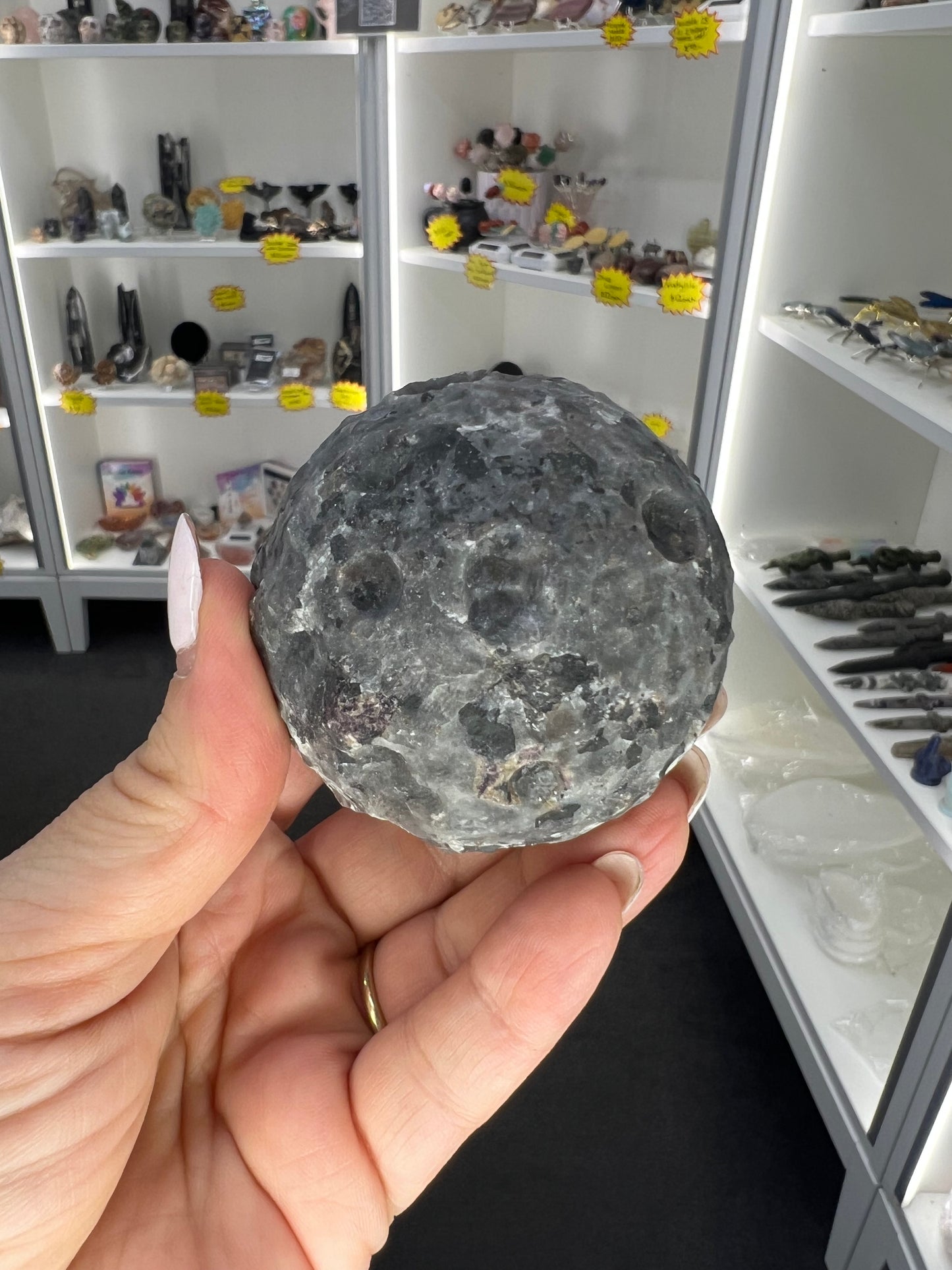 Yooperlite Moon Sphere with Stand (UV Reactive)