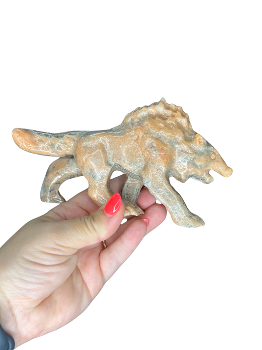 Sunstone Wolf Carving