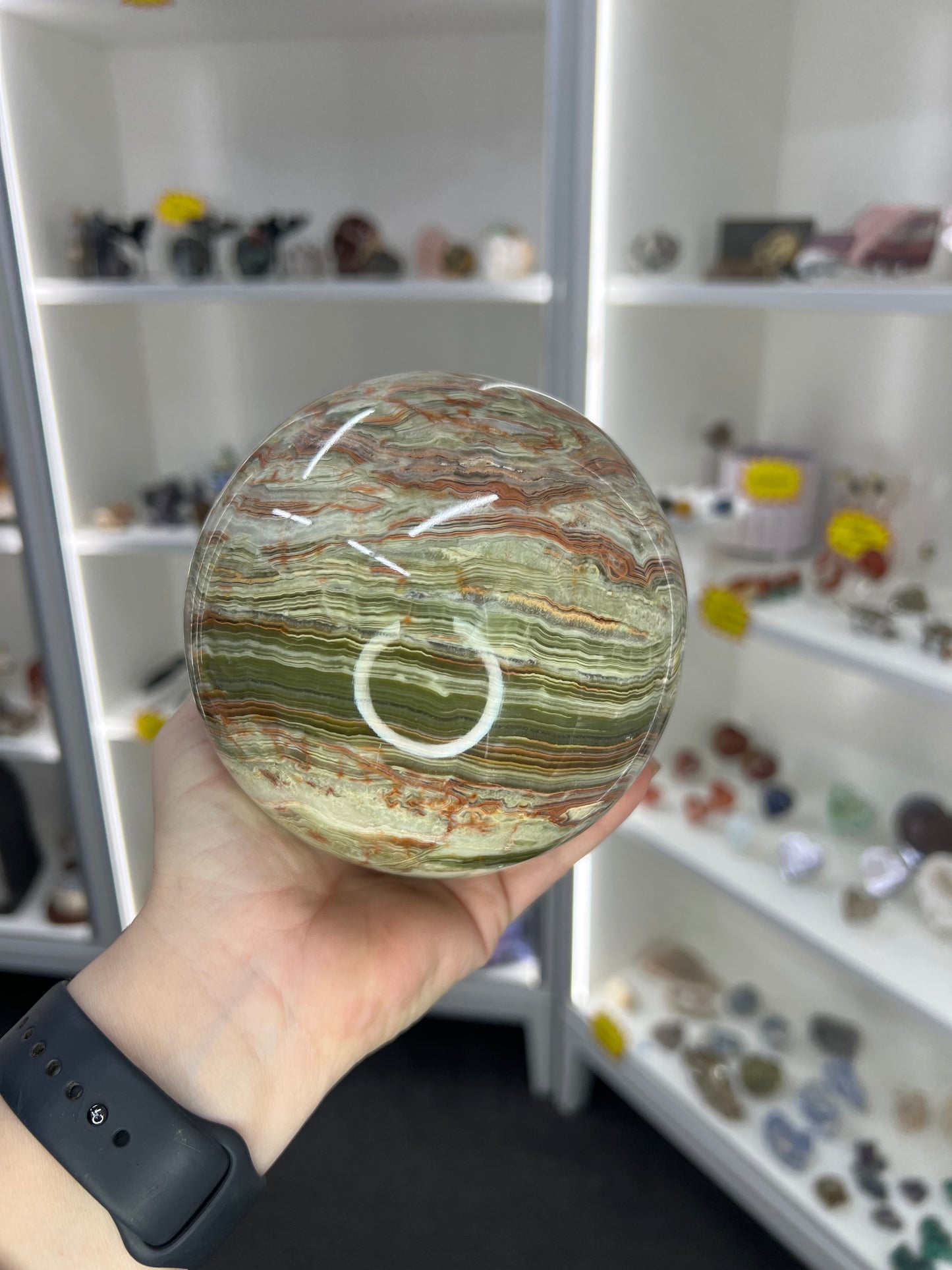 Green Onyx Sphere with Stand
