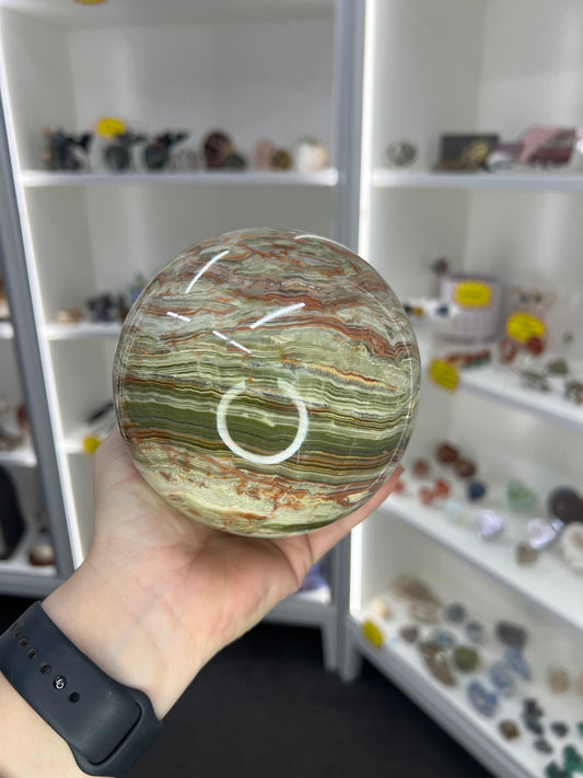 Green Onyx Sphere with Stand