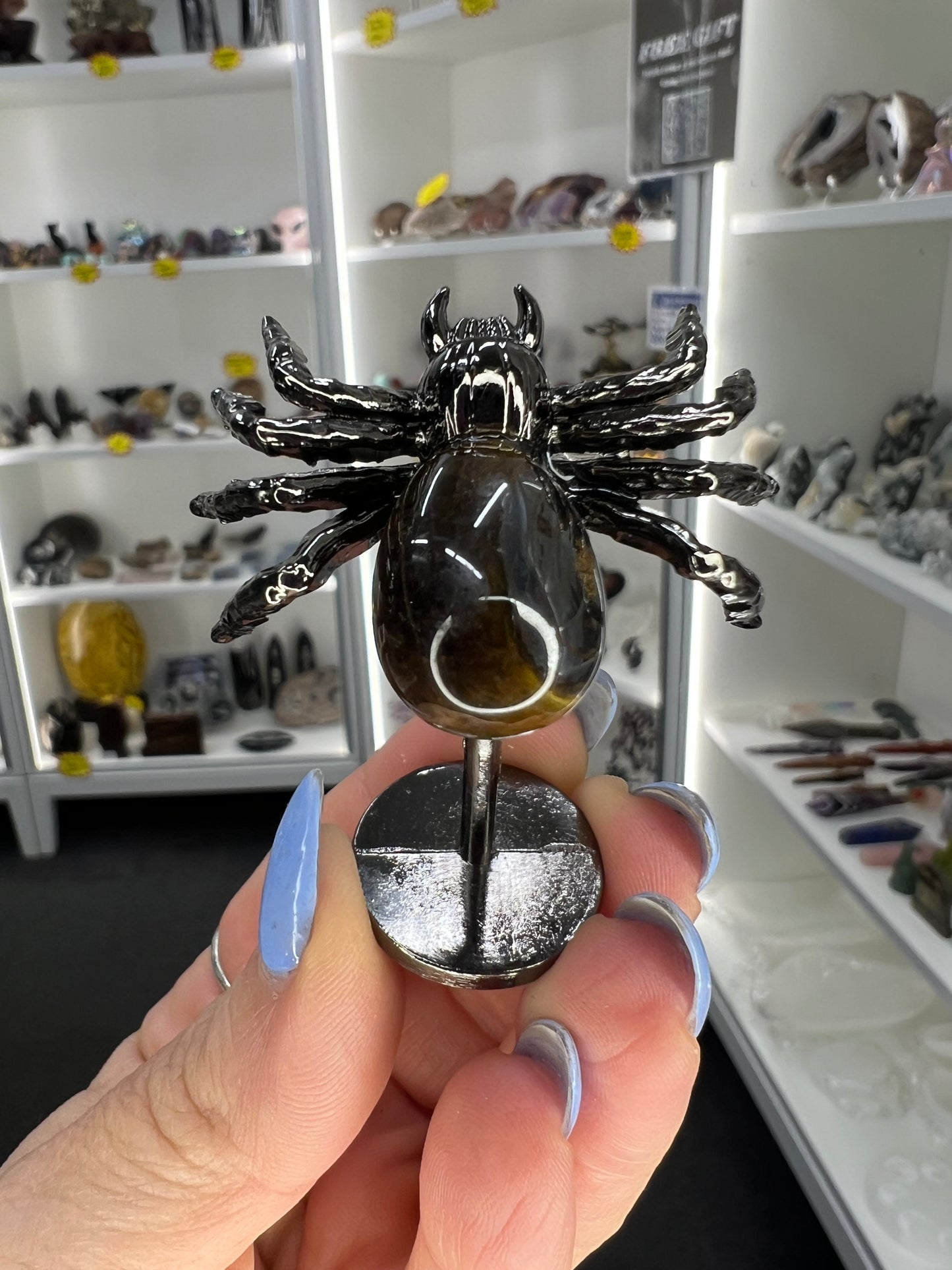Tigers Eye Spider on Stand