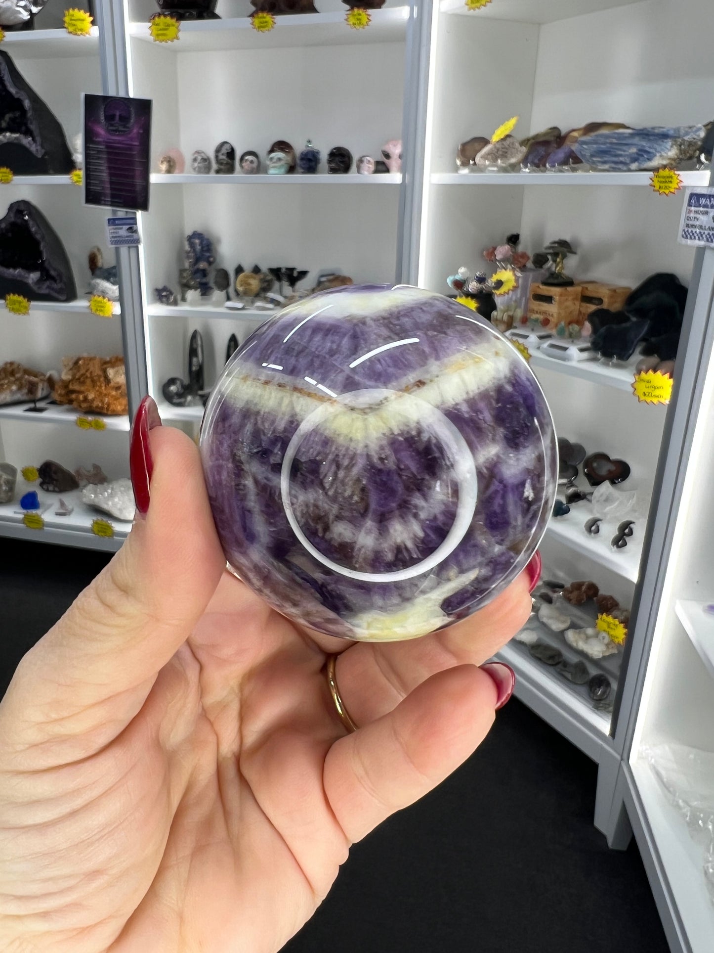 Chevron / Dream Amethyst Sphere with Stand