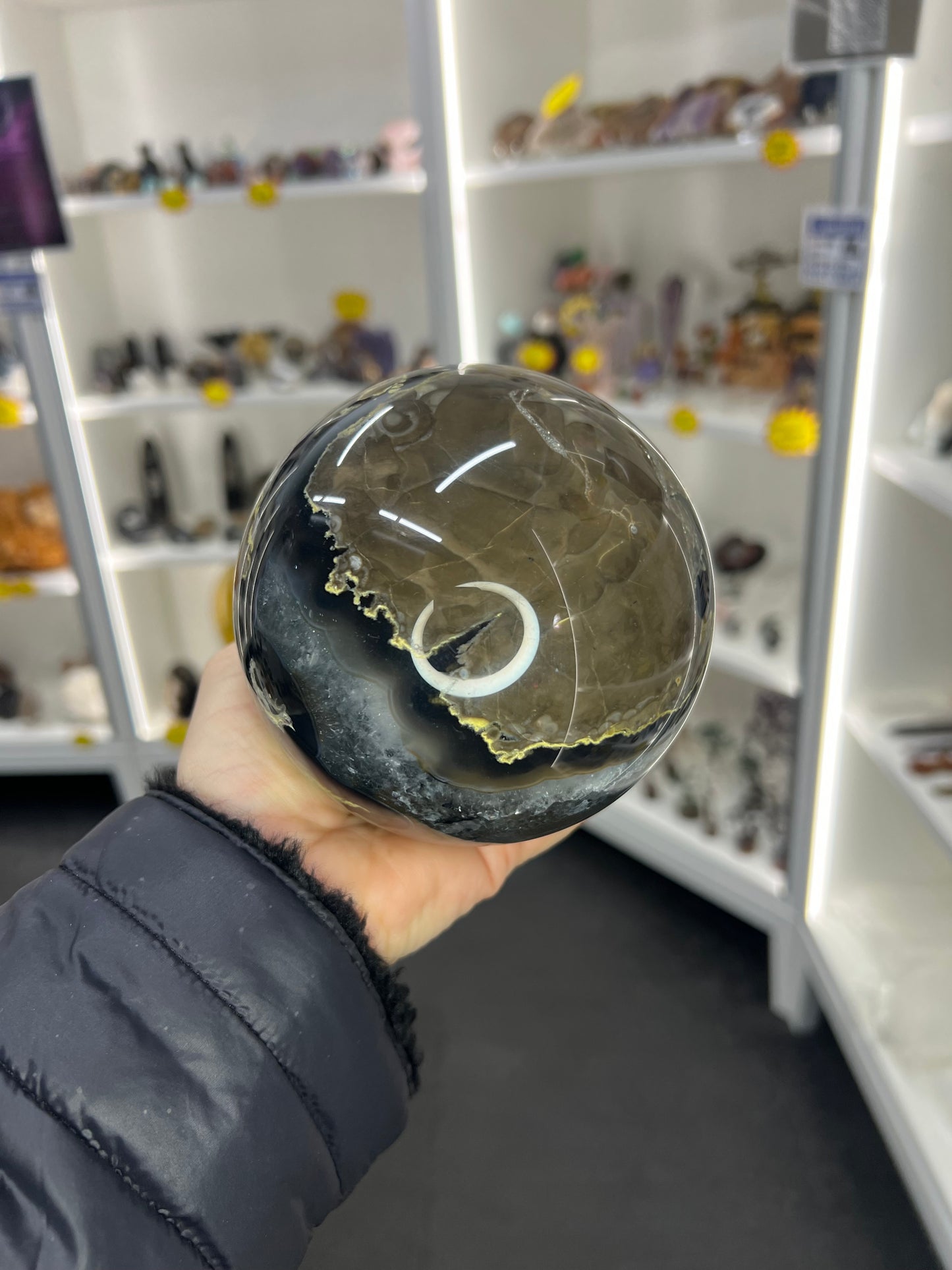 Volcano Agate Sphere with Stand (UV Reactive)