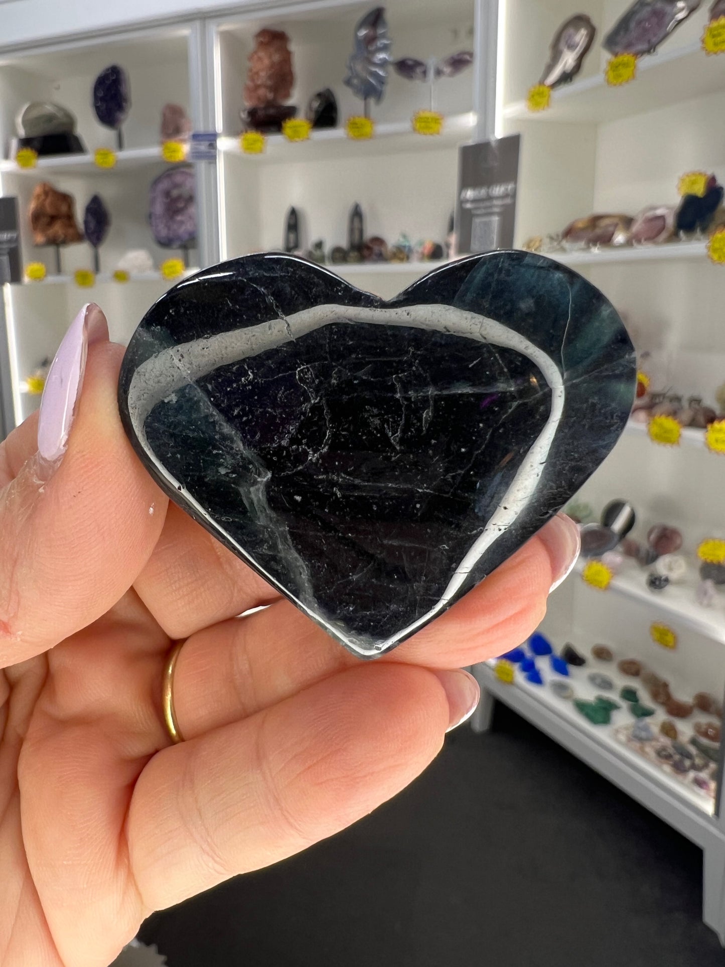 Black Fluorite Heart (UV Reactive)