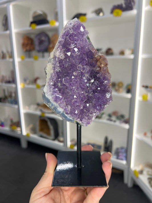 Amethyst Cluster on Metal Stand