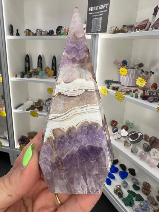 Amethyst x Banded Agate Faceted Freeform