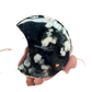 Black Flower Agate Moon Carving