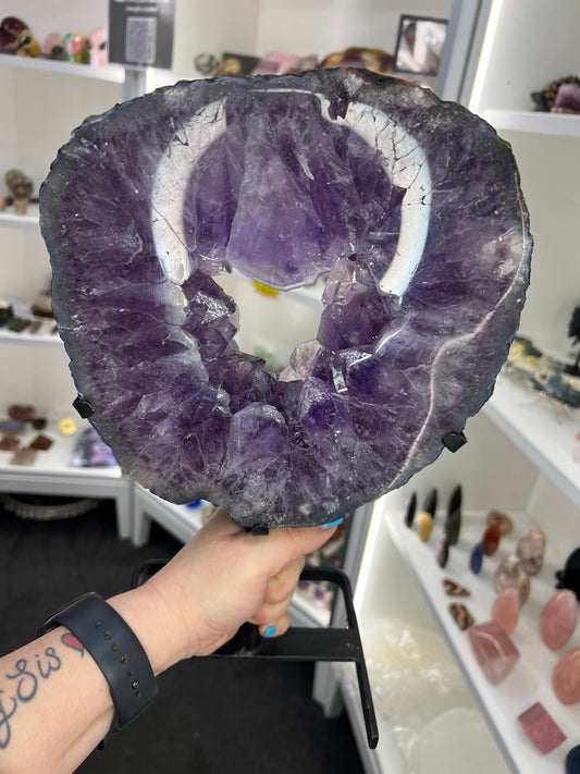 Amethyst Slice on Stand