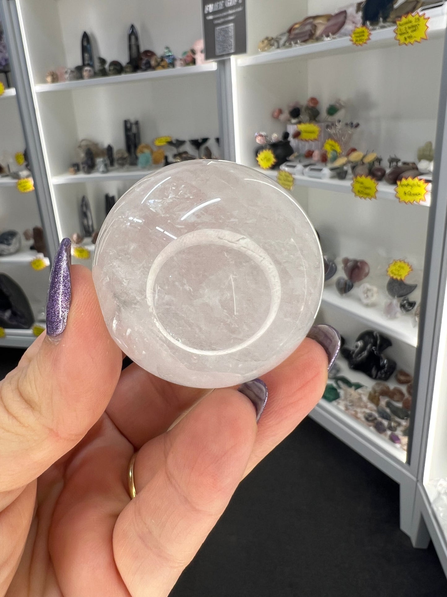 White Calcite Sphere with Stand