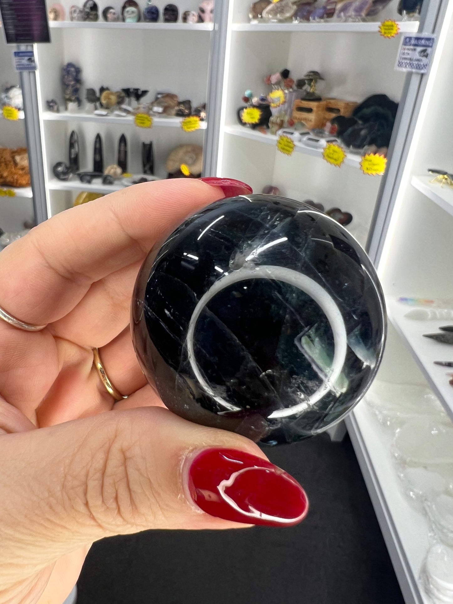 Black Fluorite Sphere on Stand (UV Reactive)