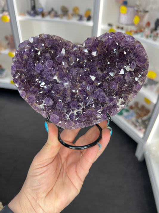 Amethyst Cluster Heart on Stand