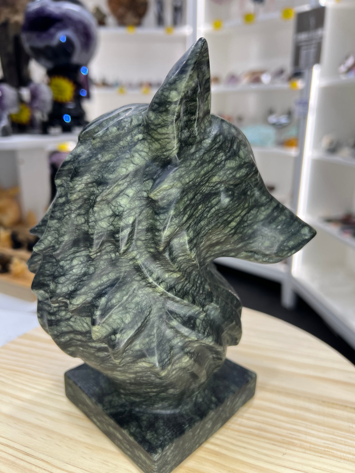 Huge Jade Wolf Head
