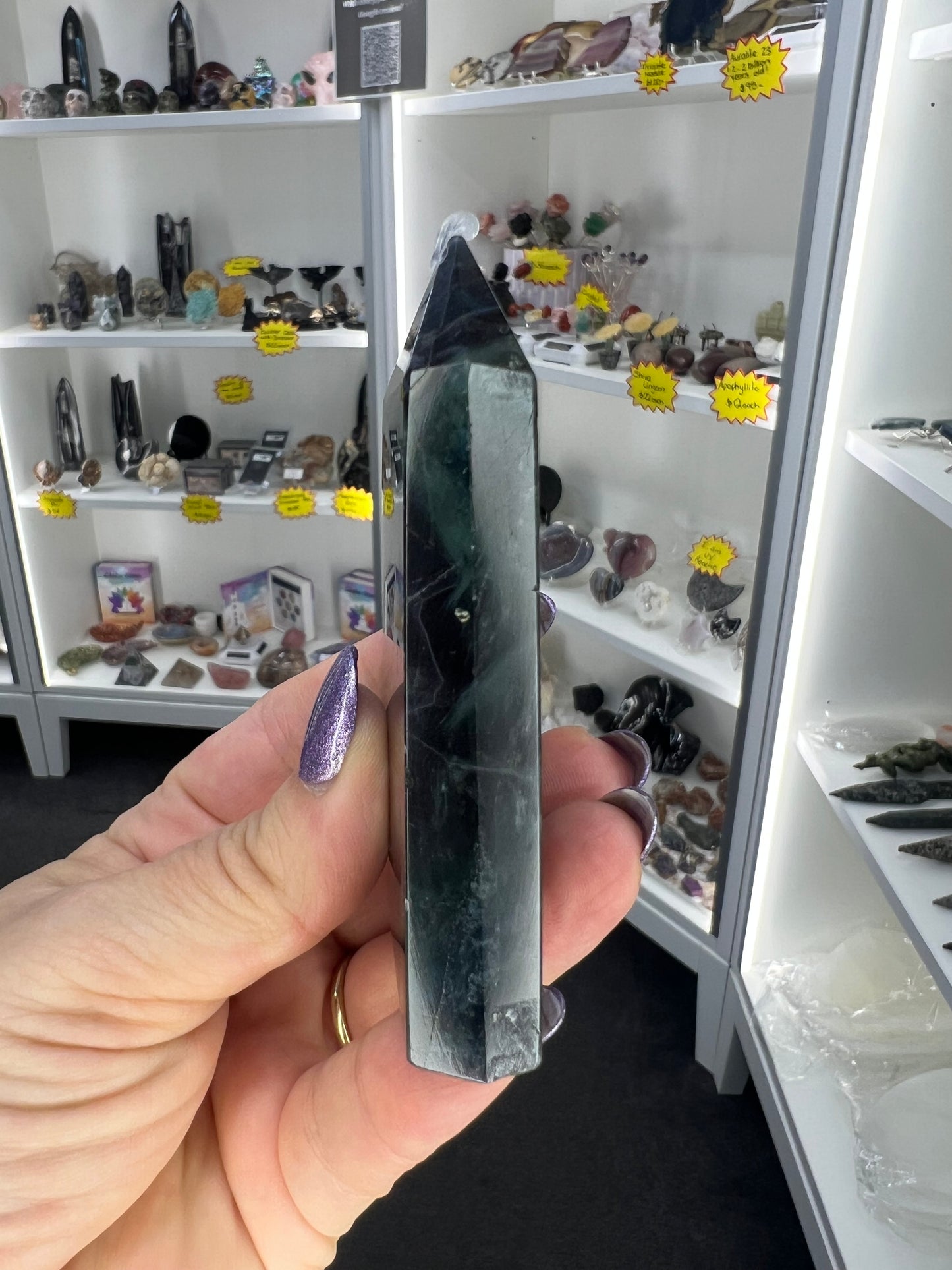 Black Fluorite Tower (UV Reactive)