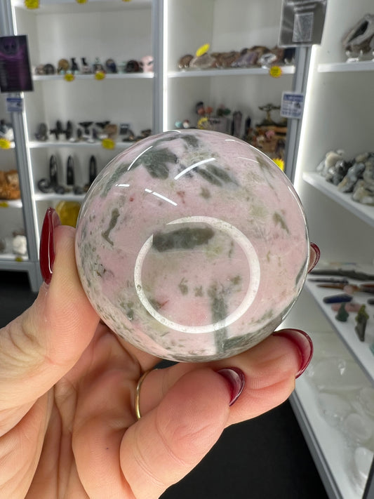 Rhodonite Sphere with Stand