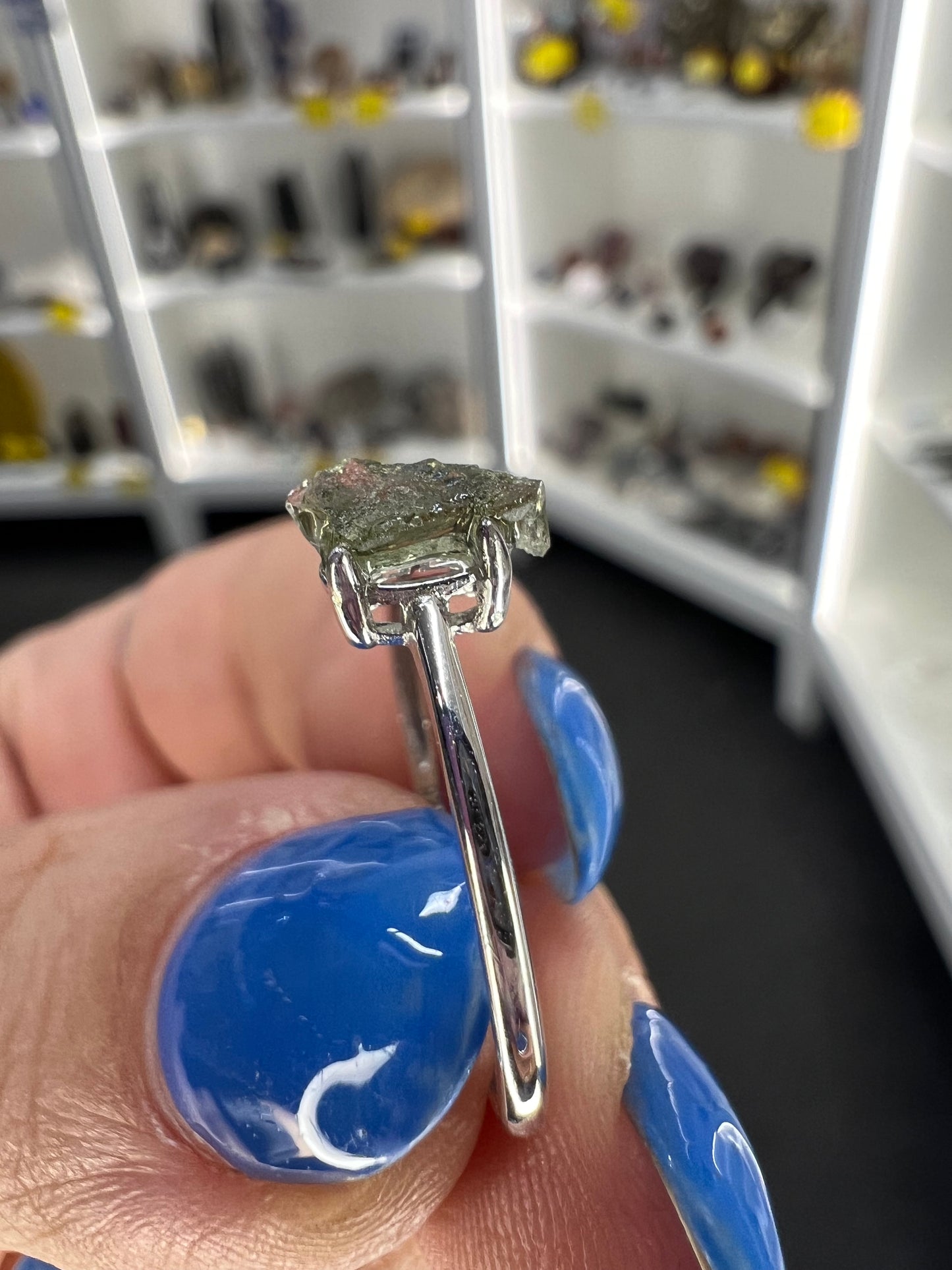 Moldavite Chip Adjustable Ring