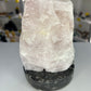 Rose Quartz Lamp on Fossil Orthoceras Base
