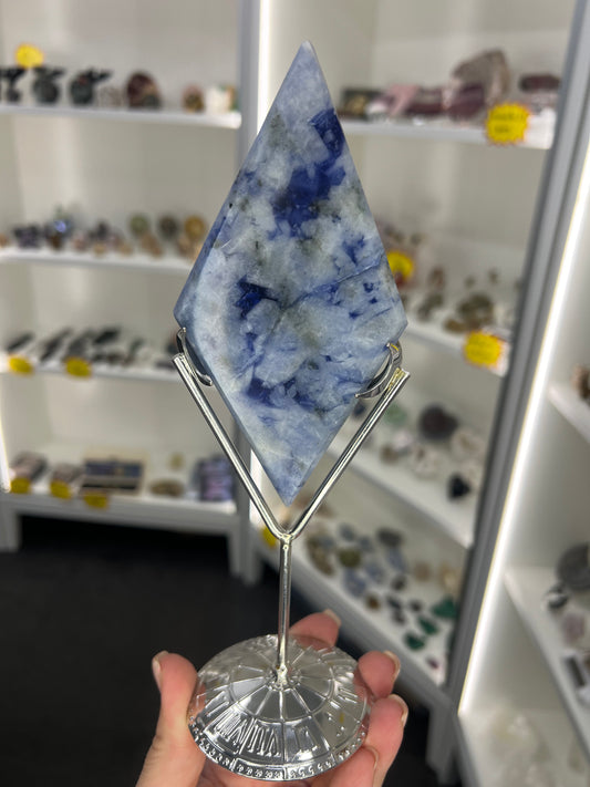 Dumortierite Rhombus on Stand (UV Reactive)