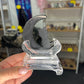 Black Obsidian Cat on Moon with Stand