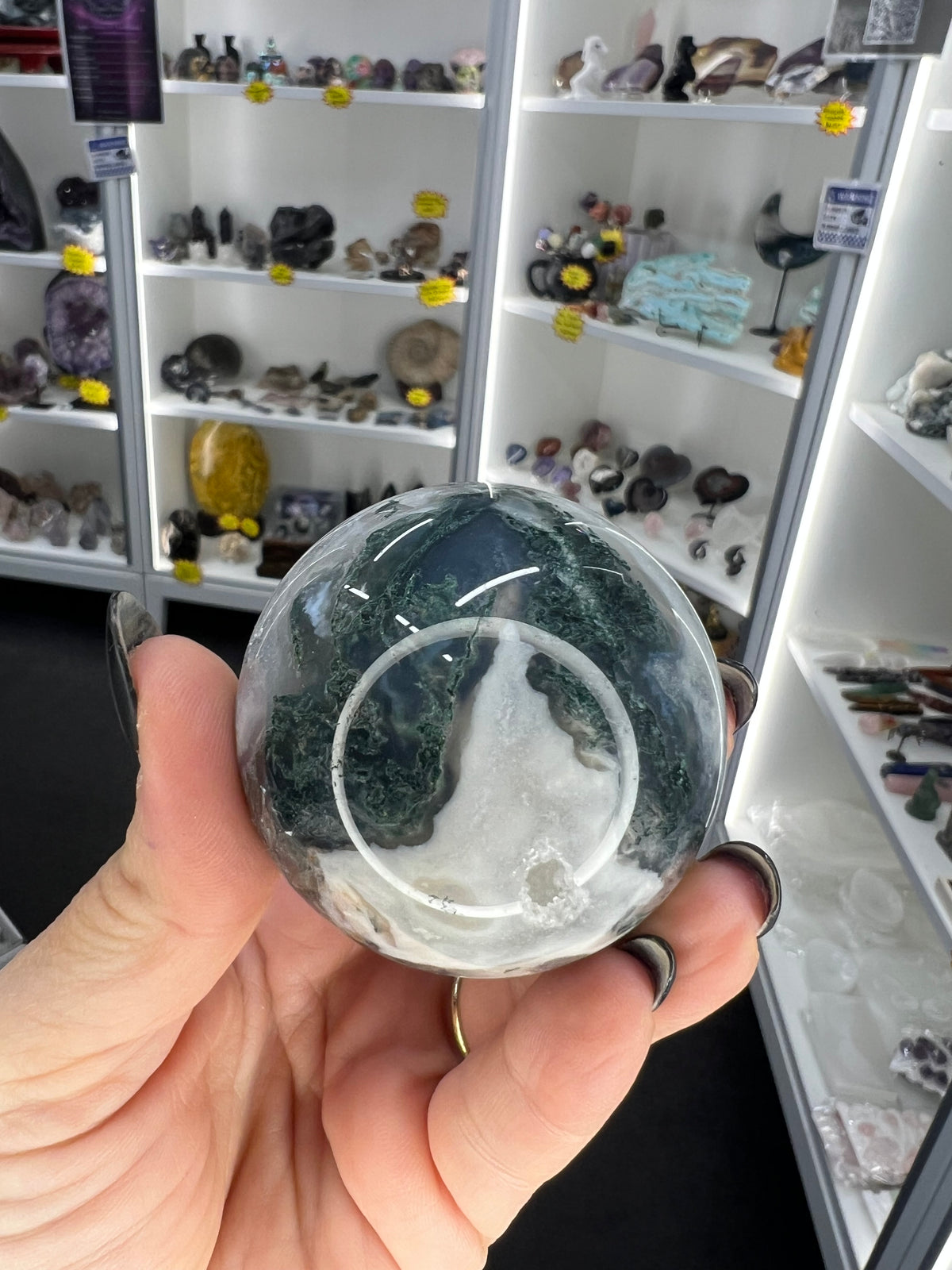 Moss Agate Sphere with Stand