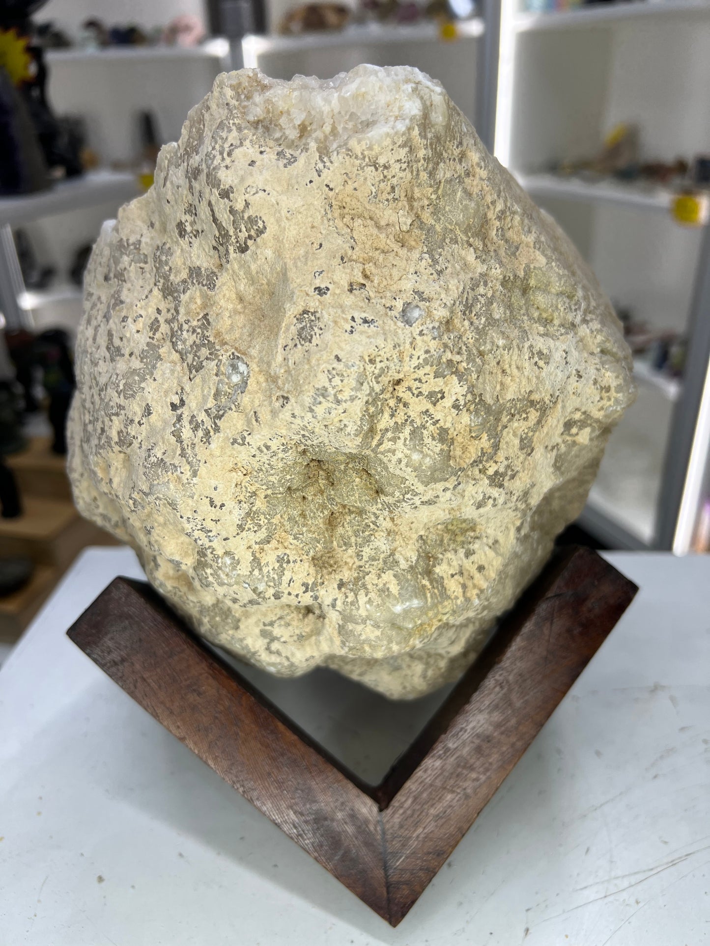 Quartz Geode on Timber Stand