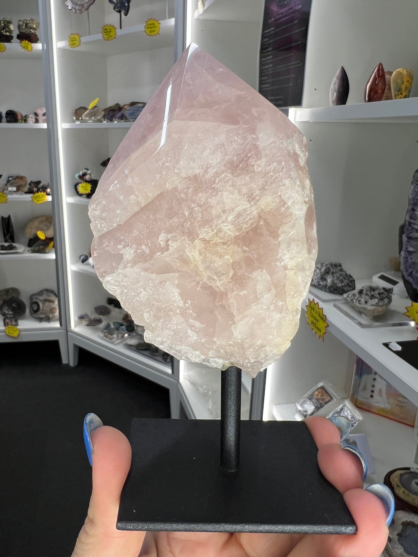 Rose Quartz Point on Stand