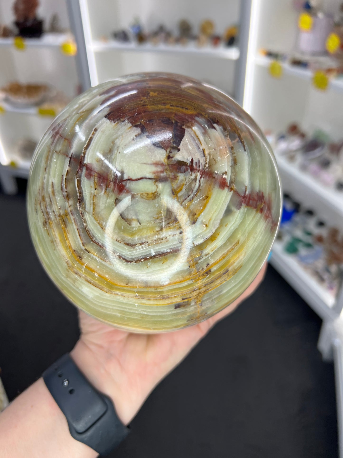 Green Onyx Sphere with Stand