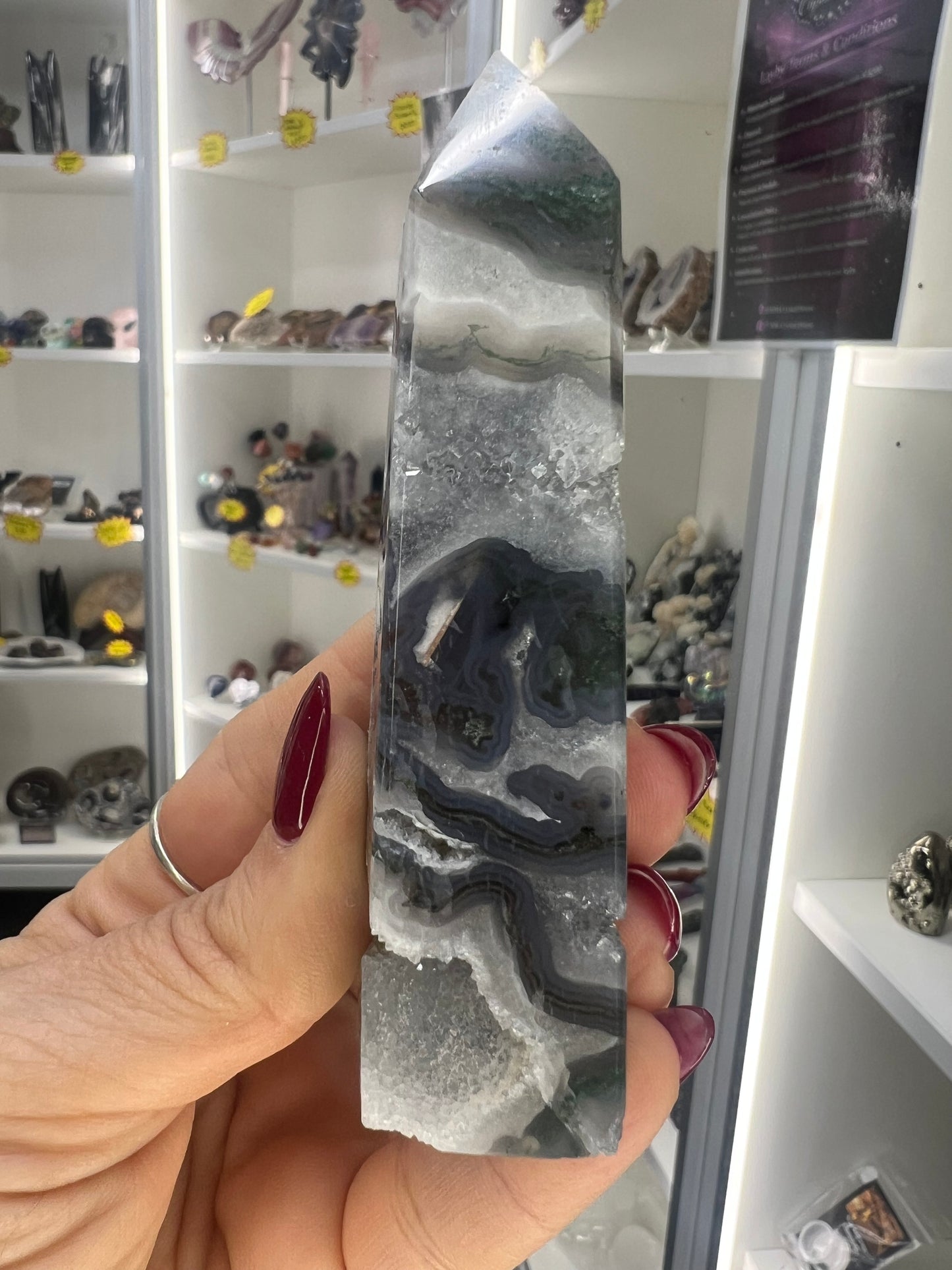 Moss Agate Druzy Tower