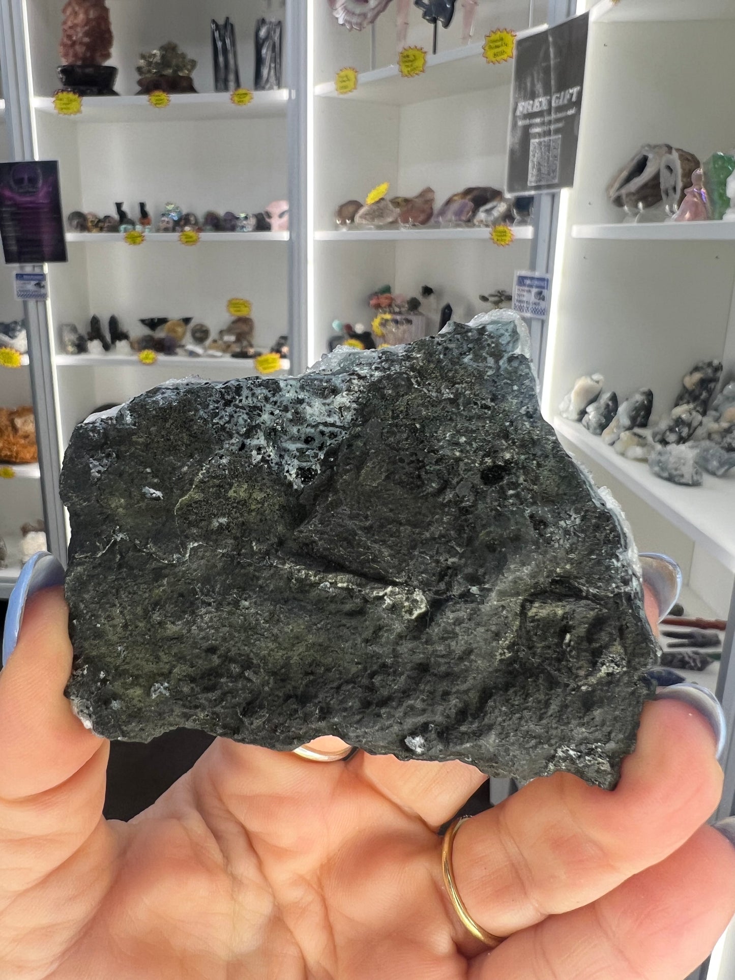 Apophyllite on Blue Chalcedony