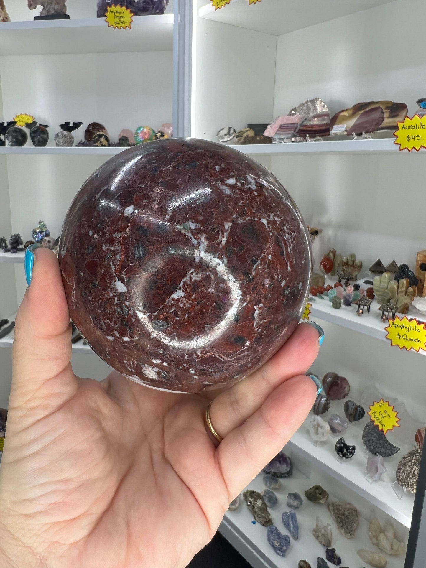 Red Onyx Sphere on Stand