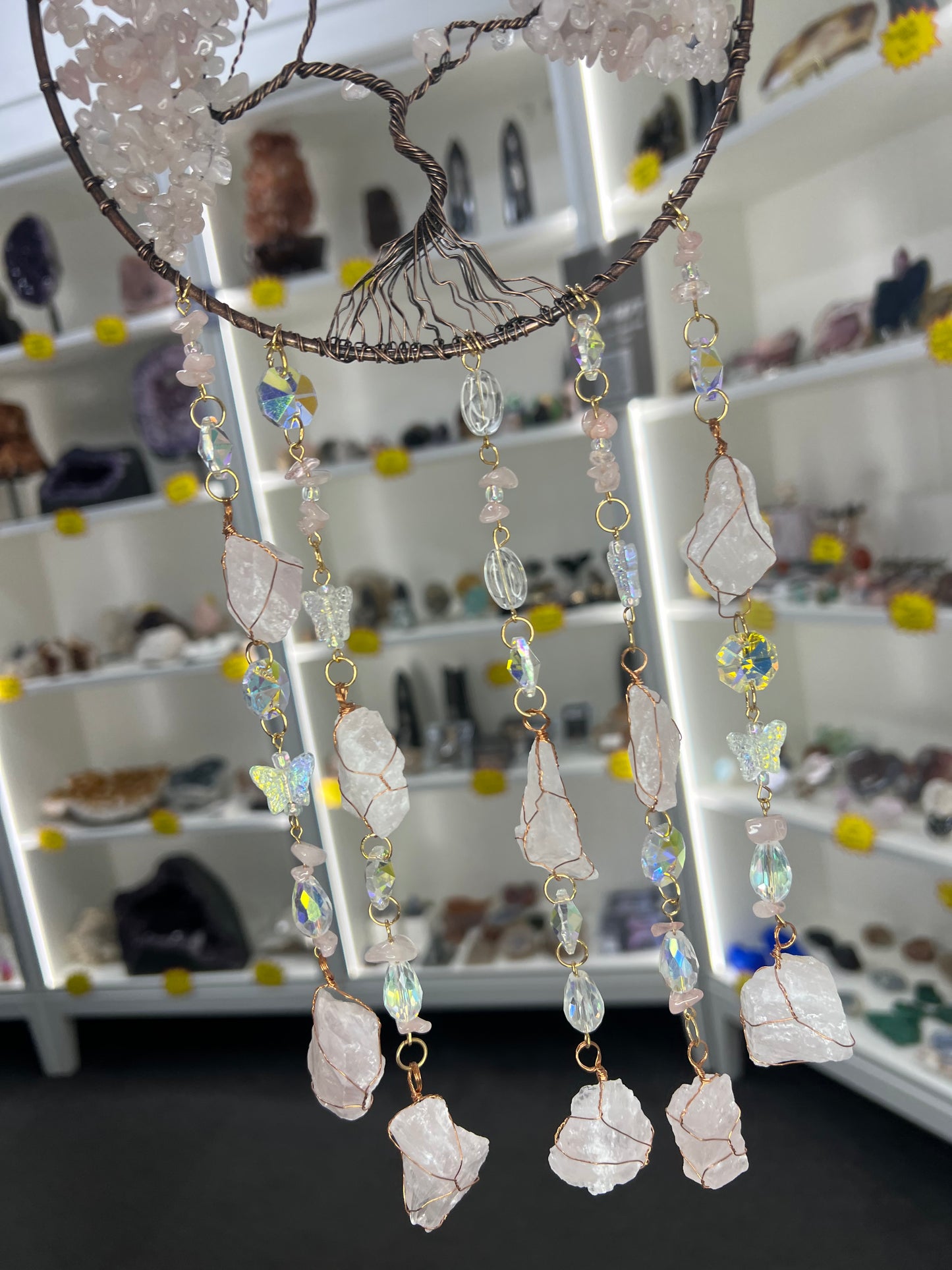 Rose Quartz Tree of Life Suncatcher