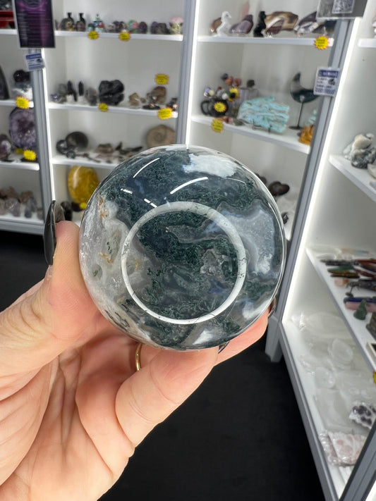 Moss Agate Sphere with Stand