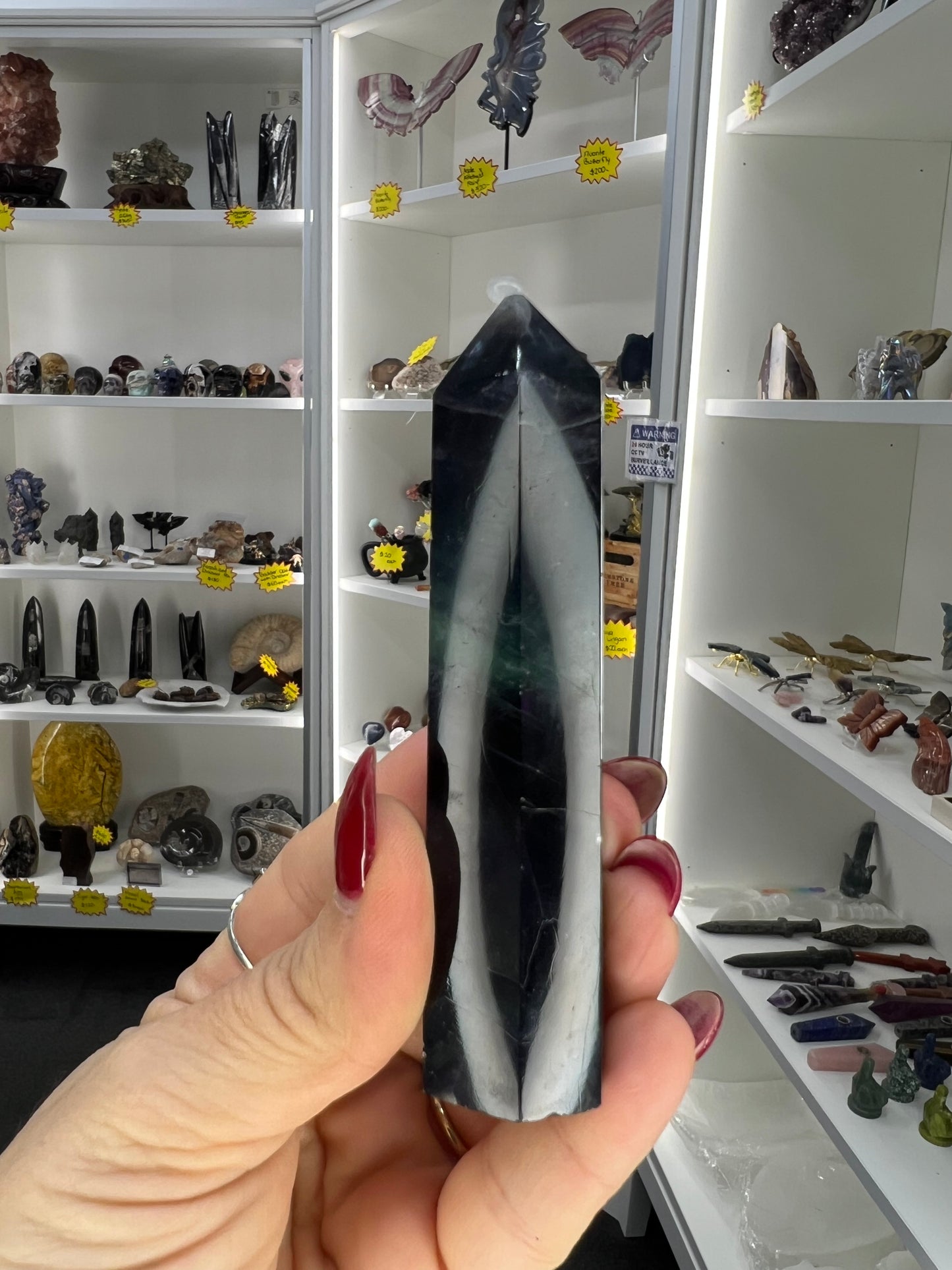Black Fluorite Tower (UV Reactive)