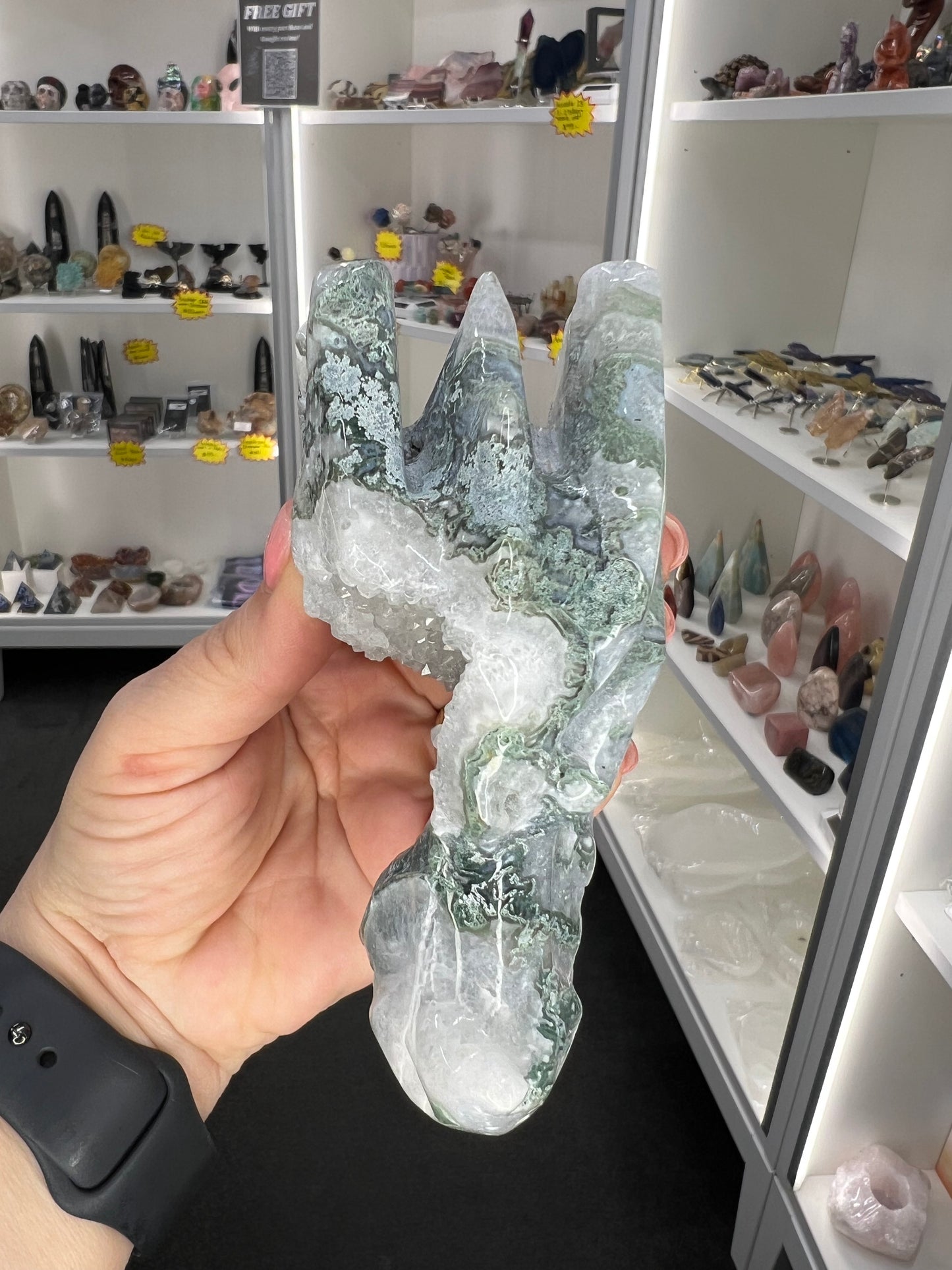 Moss Agate Dragon Head