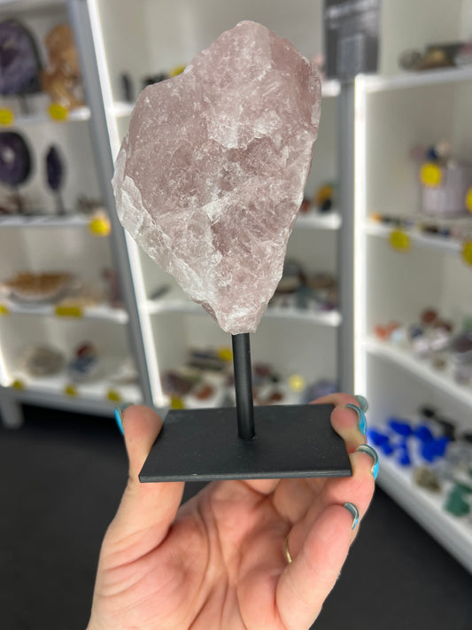 Rose Quartz Rough on Stand