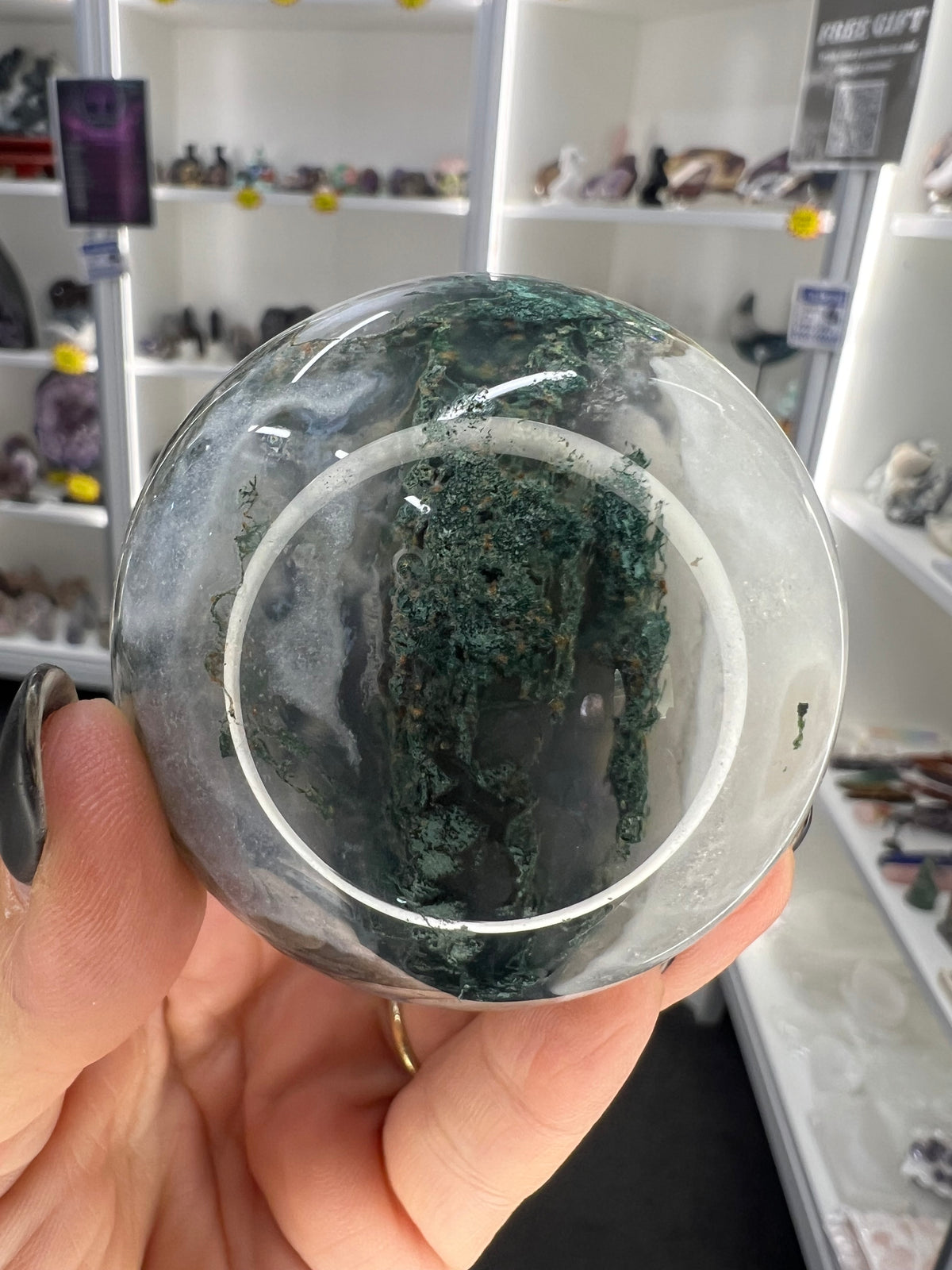 Moss Agate Sphere with Stand