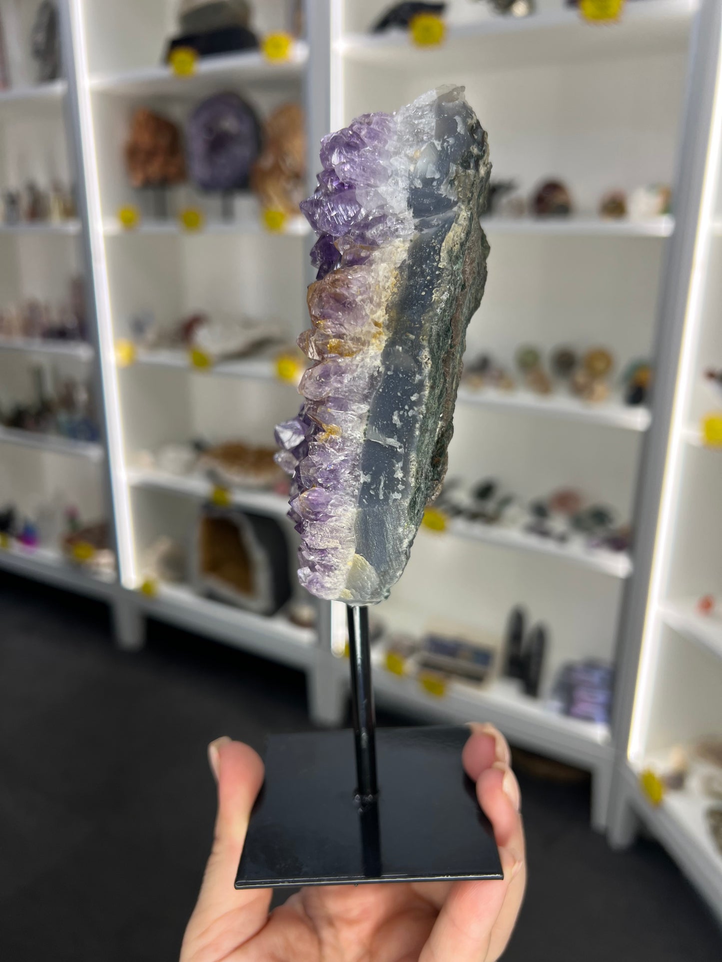 Amethyst Cluster on Metal Stand