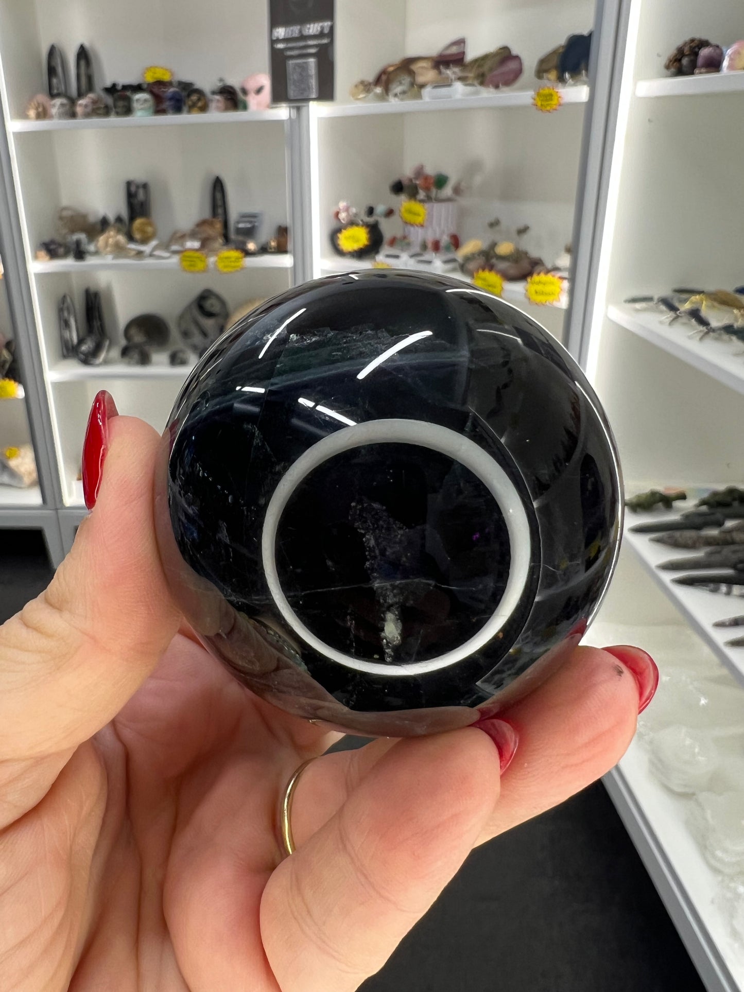 Black Fluorite Sphere with Stand