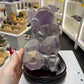 Amethyst Cluster on Custom Wooden Stand
