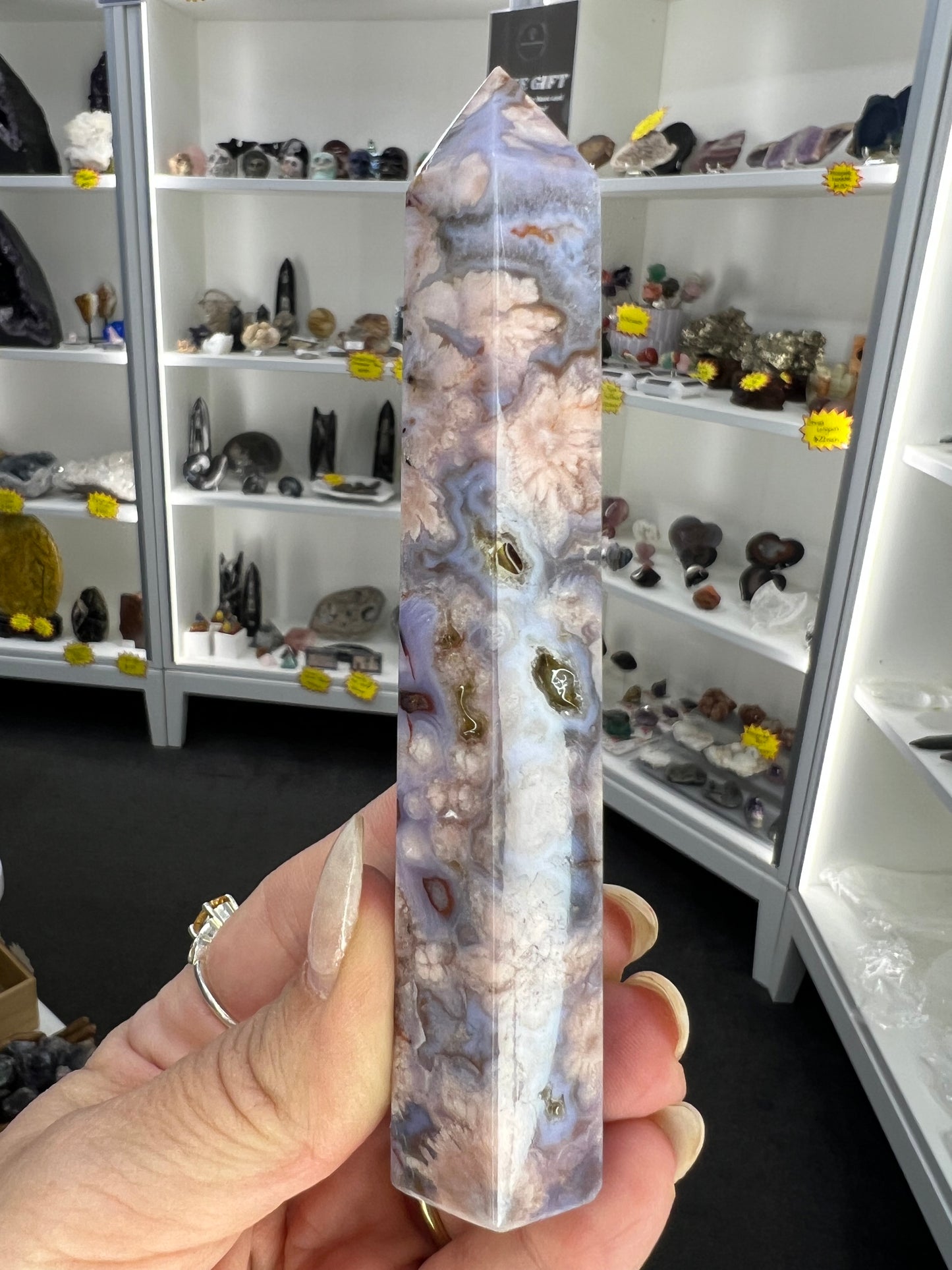 Blue Flower Agate Tower