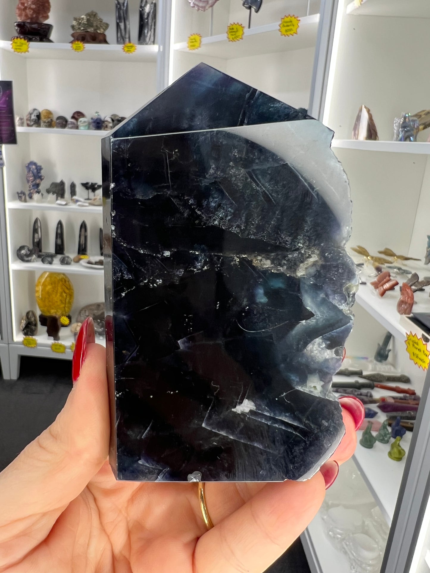 Black Fluorite Slab / Tower (UV Reactive)