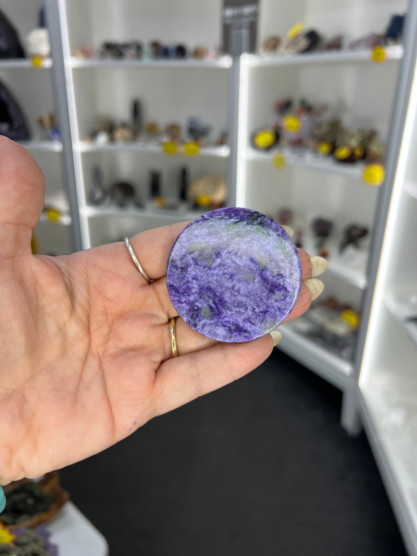 Charoite Disk on Stand