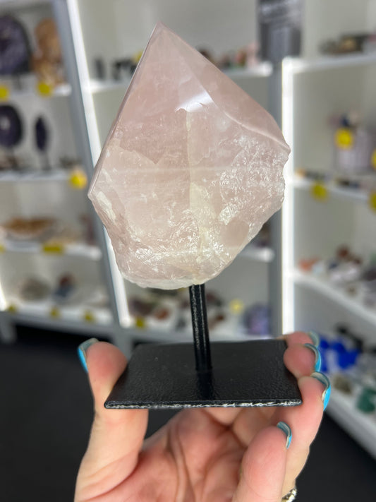 Rose Quartz Point on Stand