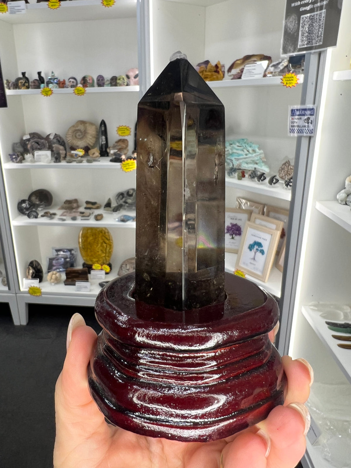 Smoky Quartz Tower on Stand