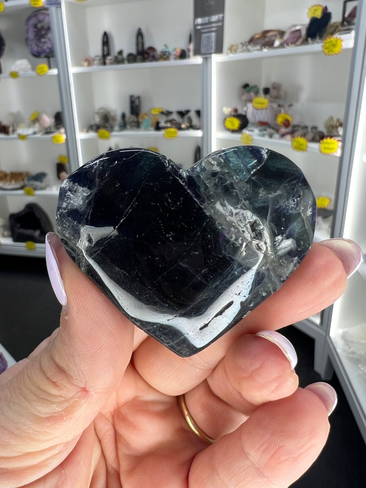 Black Fluorite Heart (UV Reactive)
