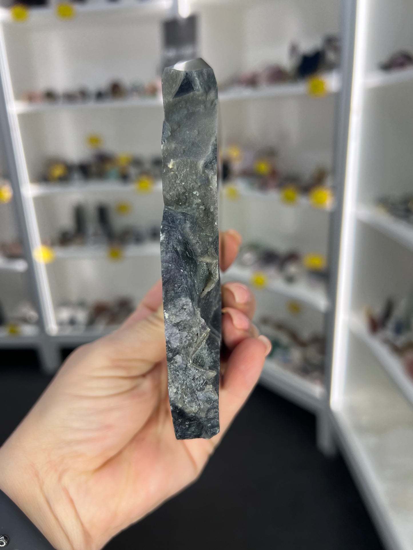 Black Fluorite Tower/Slab (UV Reactive)