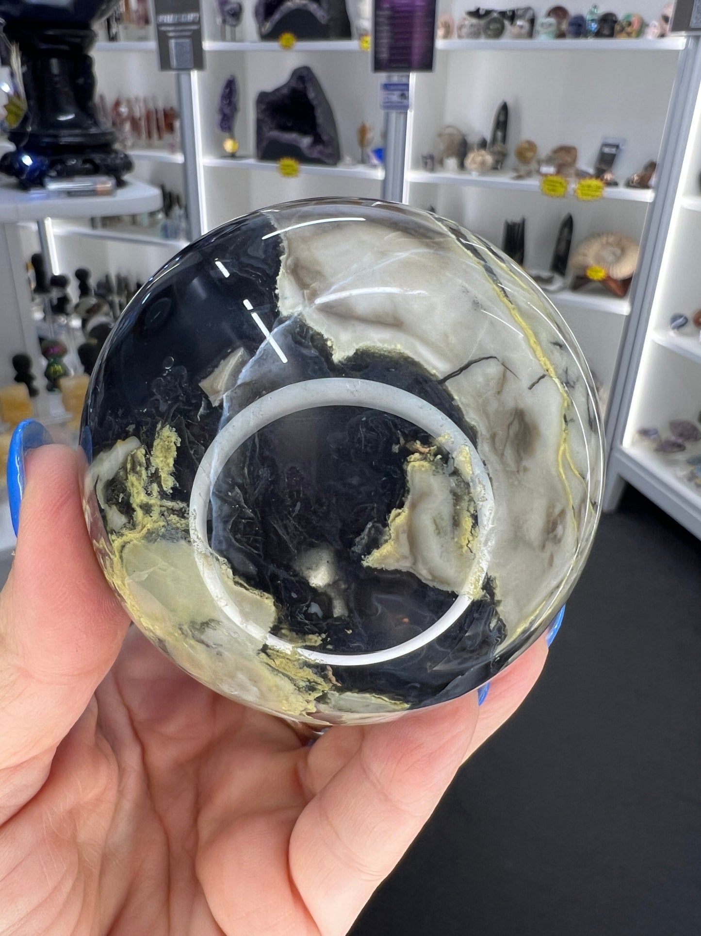 Volcano Agate Sphere on Stand (UV Reactive)