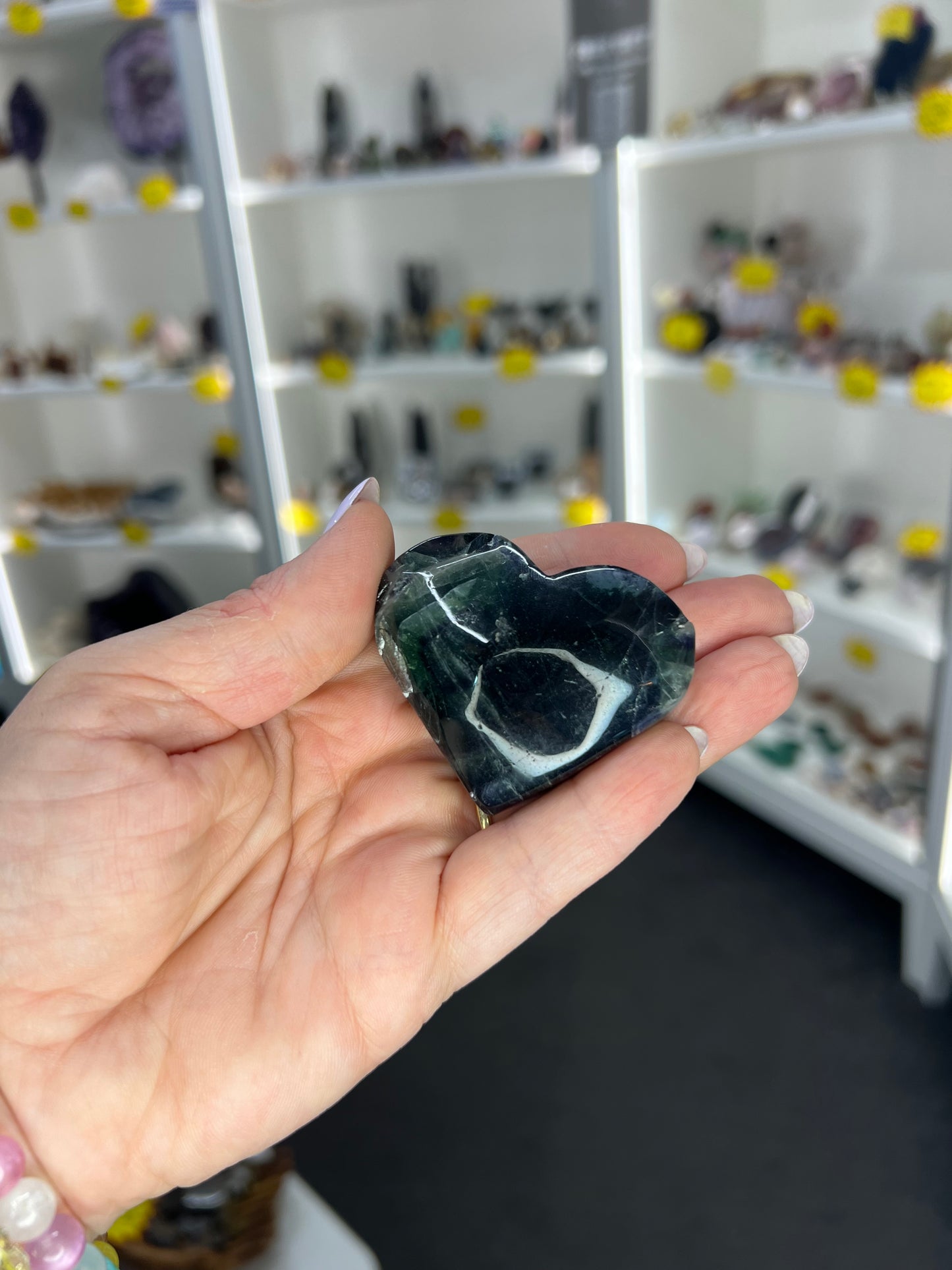 Black Fluorite Heart (UV Reactive)